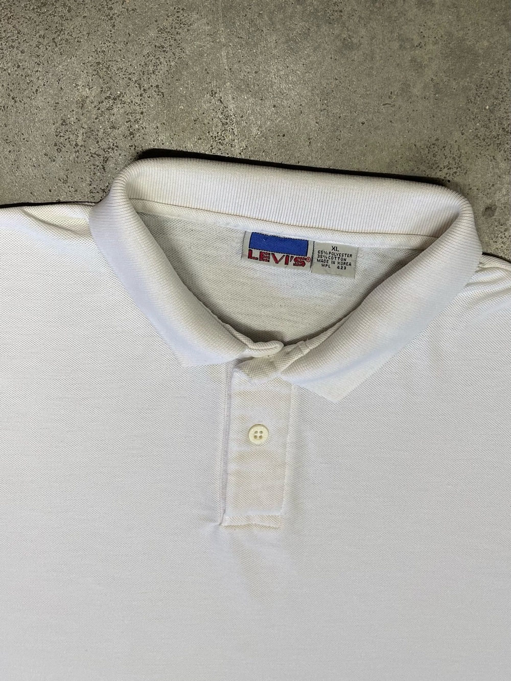 Vintage 80s Levis Single Stitch White Polo Shirt XL - Picture 2 of 8